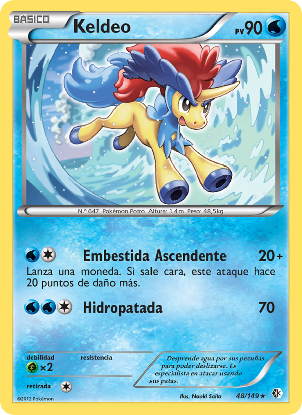Keldeo 48 — Fronteras Cruzadas (Spanish Pokémon TCG card)