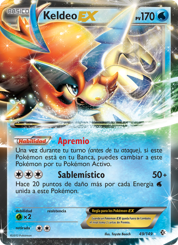 Keldeo-EX 49 — Fronteras Cruzadas (Spanish Pokémon TCG card)