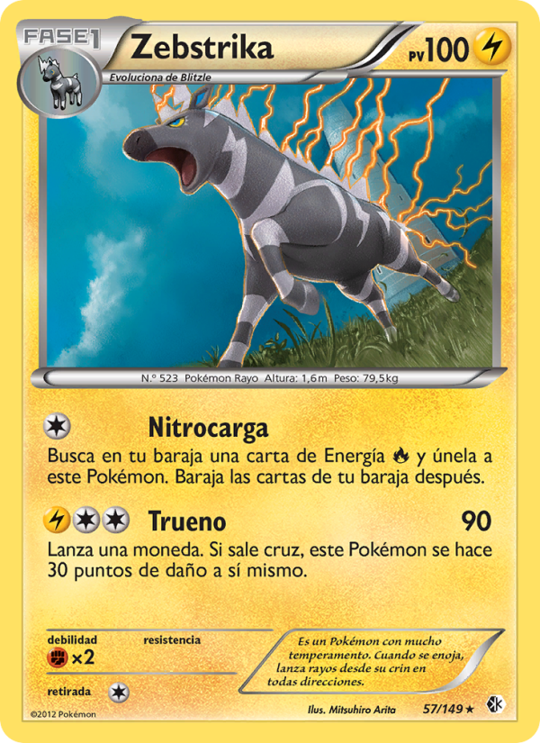 Zebstrika 57 — Fronteras Cruzadas (Spanish Pokémon TCG card)