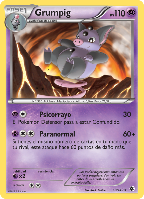 Grumpig 60 — Fronteras Cruzadas (Spanish Pokémon TCG card)