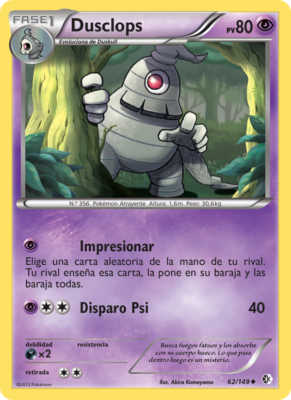Dusclops 62 — Fronteras Cruzadas (Spanish Pokémon TCG card)