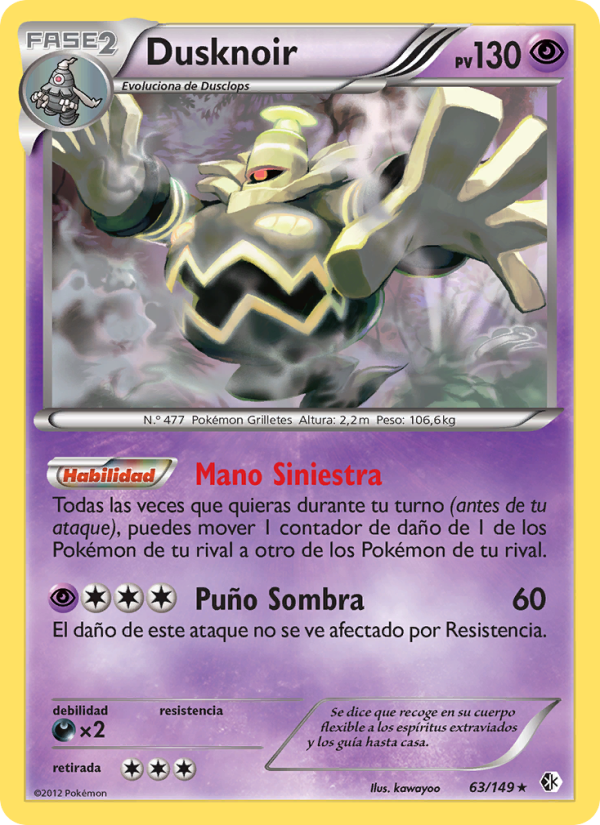 Dusknoir 63 — Fronteras Cruzadas (Spanish Pokémon TCG card)