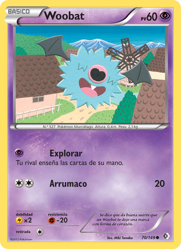 Woobat 70 — Fronteras Cruzadas (Spanish Pokémon TCG card)