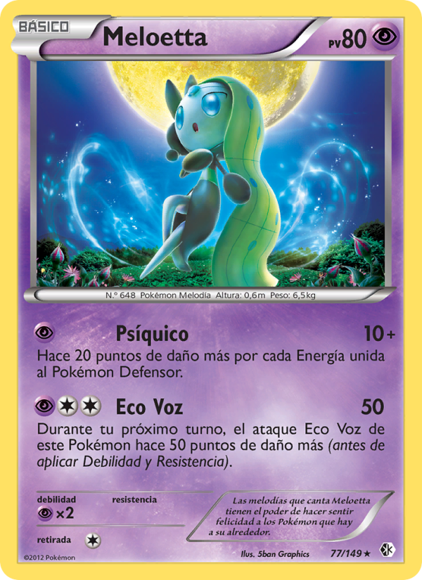 Meloetta 77 — Fronteras Cruzadas (Spanish Pokémon TCG card)