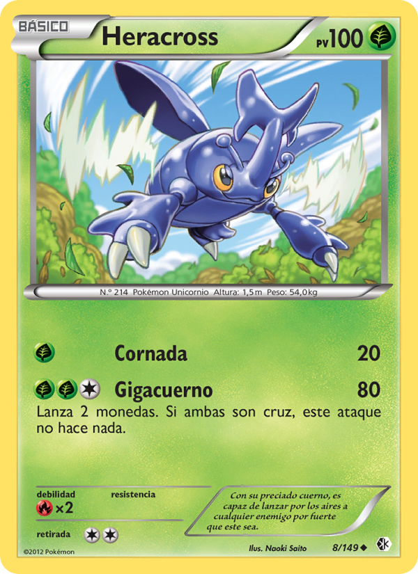 Heracross 8 — Fronteras Cruzadas (Spanish Pokémon TCG card)