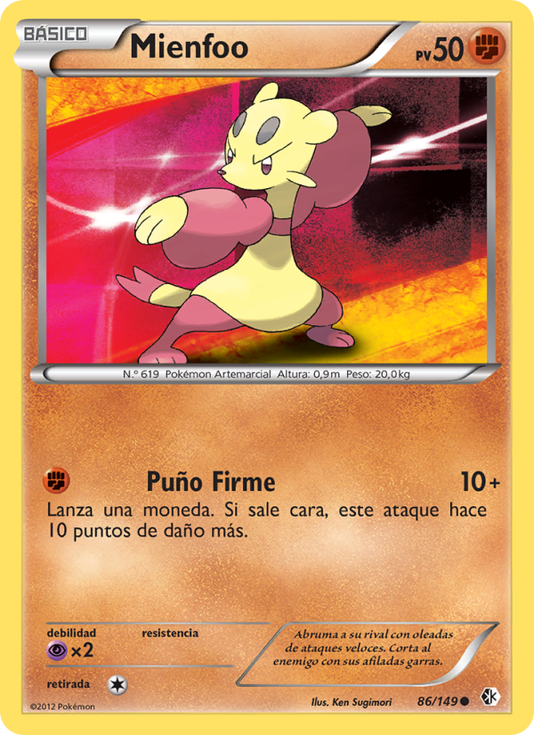 Mienfoo 86 — Fronteras Cruzadas (Spanish Pokémon TCG card)