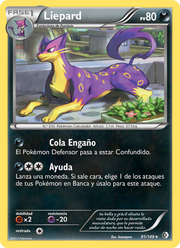 Liepard 91 — Fronteras Cruzadas (Spanish Pokémon TCG card)