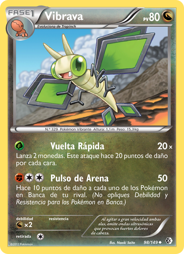 Vibrava 98 — Fronteras Cruzadas (Spanish Pokémon TCG card)