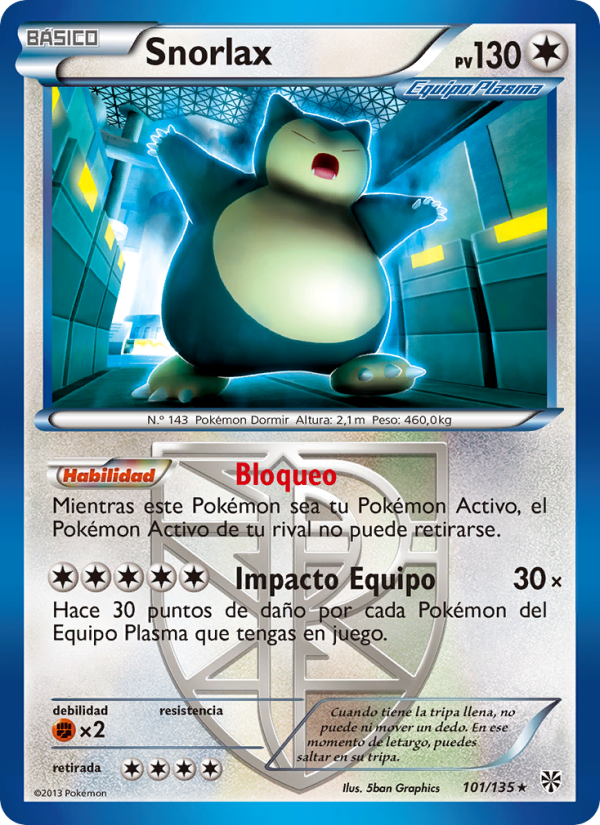 Snorlax 101 — Tormenta Plasma (Spanish Pokémon TCG card)