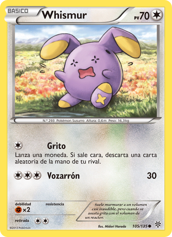 Whismur 105 — Tormenta Plasma (Spanish Pokémon TCG card)