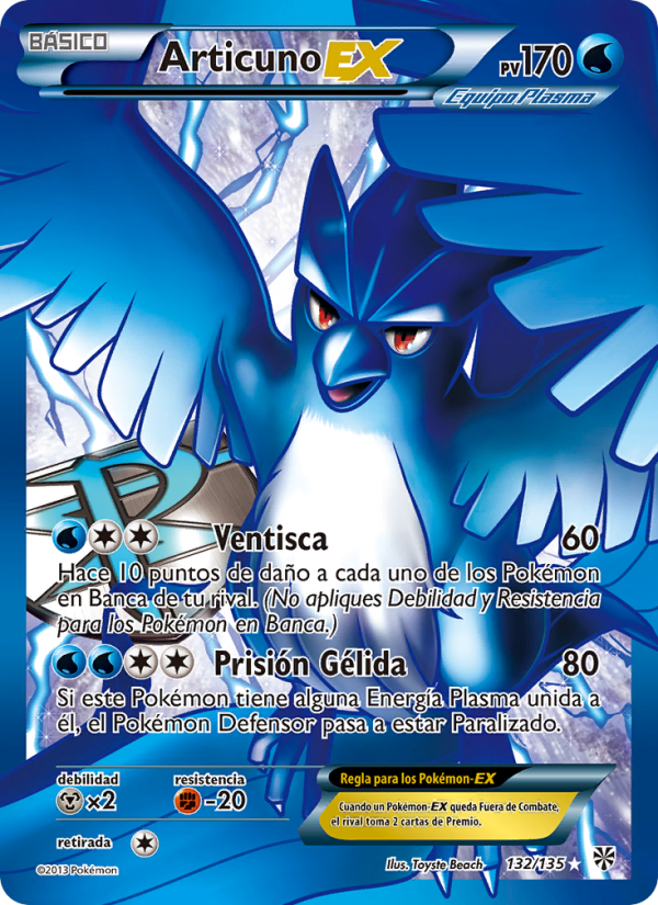 Articuno-EX 132 — Tormenta Plasma (Spanish Pokémon TCG card)