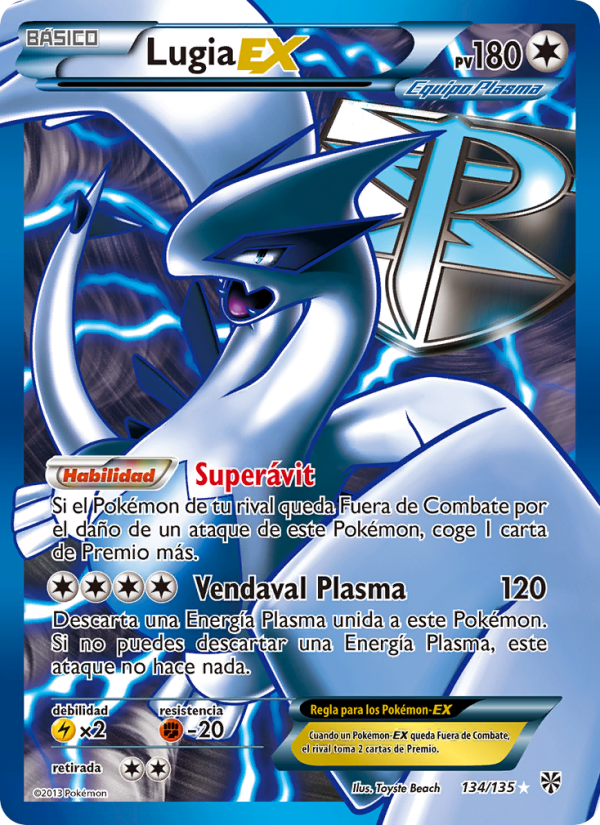 Lugia-EX 134 — Tormenta Plasma (Spanish Pokémon TCG card)