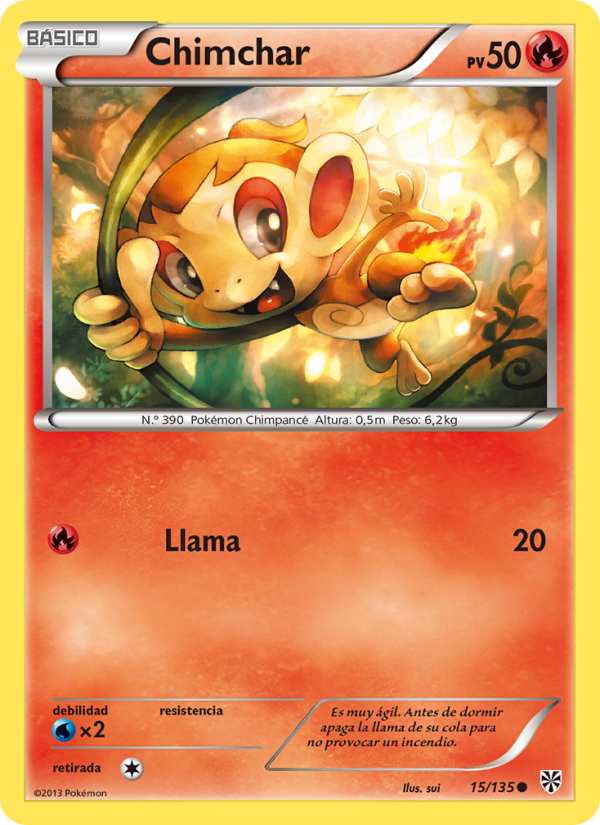 Chimchar 15 — Tormenta Plasma (Spanish Pokémon TCG card)