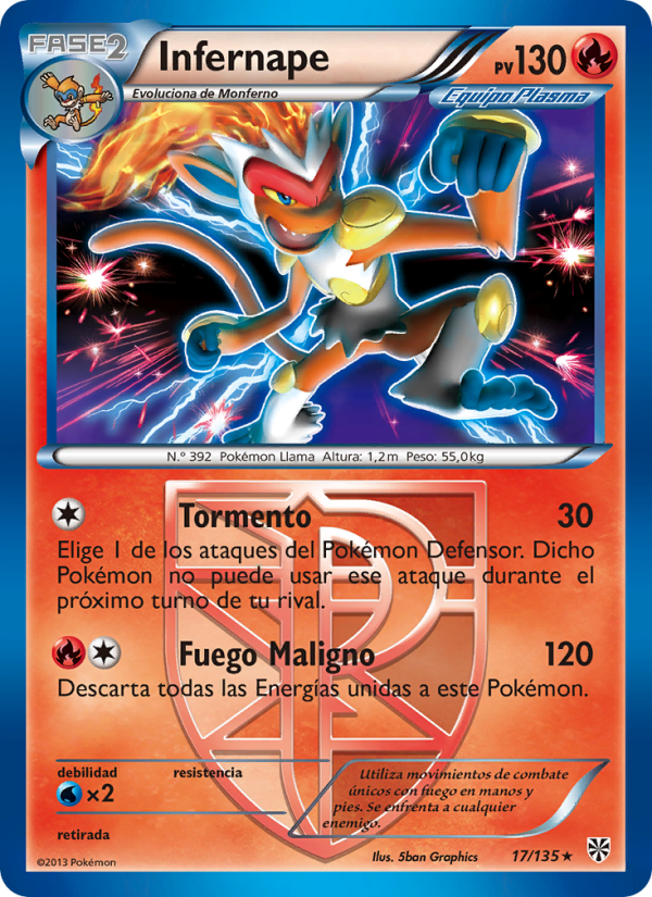 Infernape 17 — Tormenta Plasma (Spanish Pokémon TCG card)