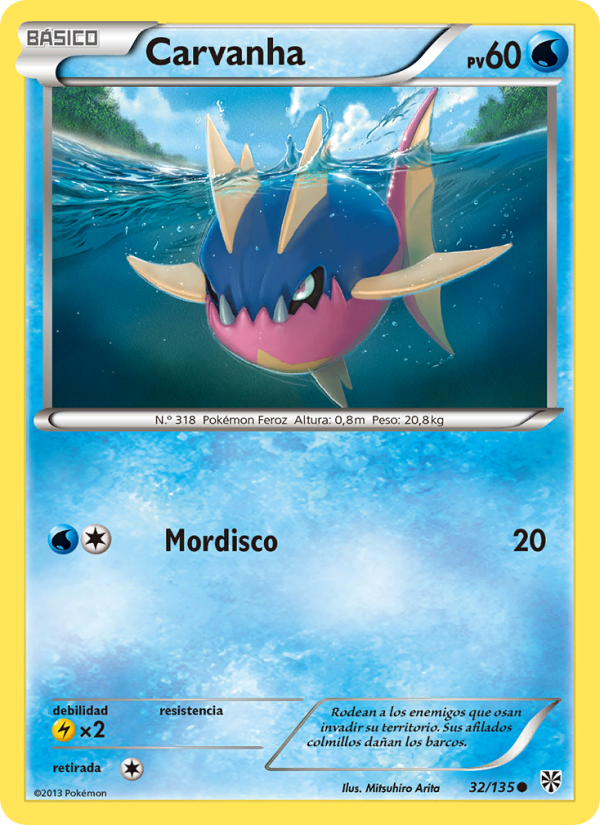Carvanha 32 — Tormenta Plasma (Spanish Pokémon TCG card)