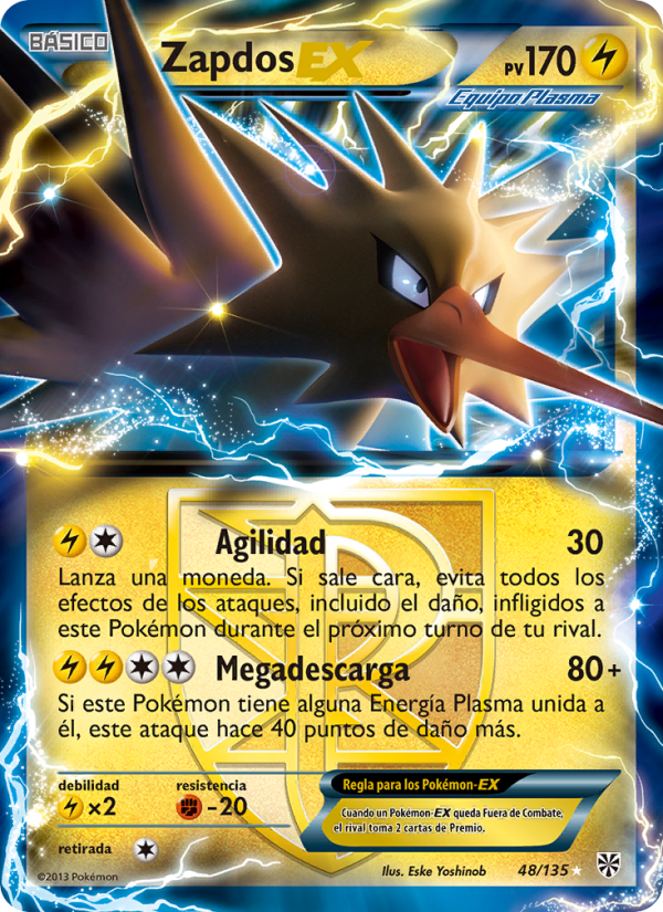 Zapdos-EX 48 — Tormenta Plasma (Spanish Pokémon TCG card)