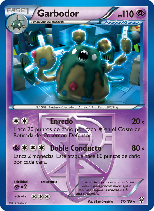 Garbodor 67 — Tormenta Plasma (Spanish Pokémon TCG card)