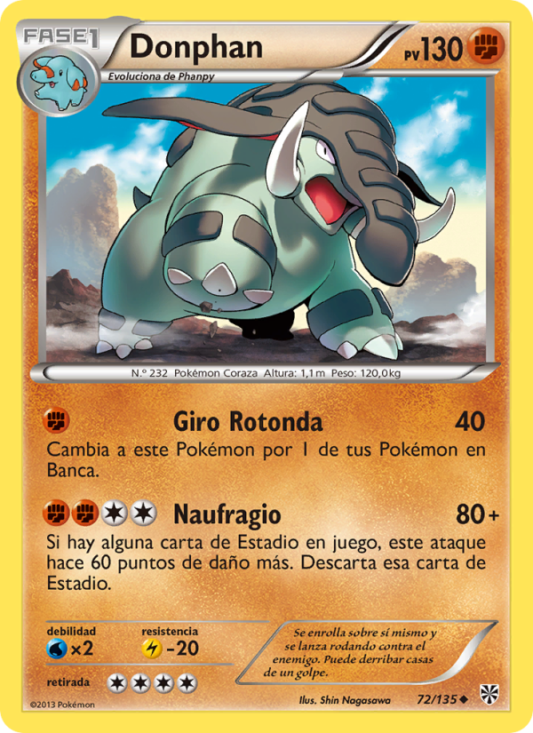 Donphan 72 — Tormenta Plasma (Spanish Pokémon TCG card)