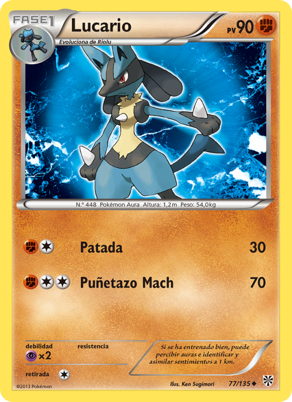Lucario 77 — Tormenta Plasma (Spanish Pokémon TCG card)