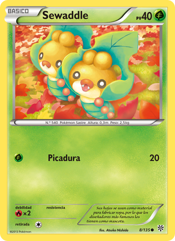 Sewaddle 8 — Tormenta Plasma (Spanish Pokémon TCG card)