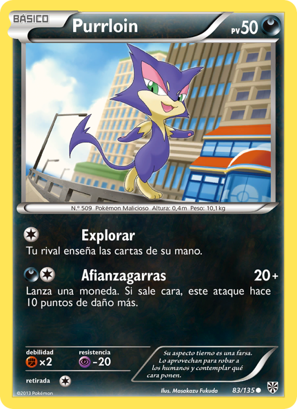 Purrloin 83 — Tormenta Plasma (Spanish Pokémon TCG card)