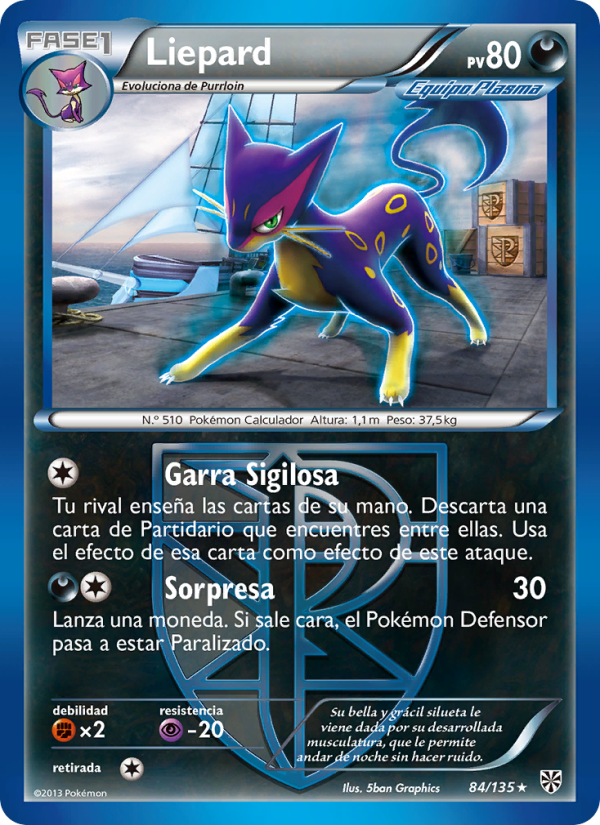Liepard 84 — Tormenta Plasma (Spanish Pokémon TCG card)