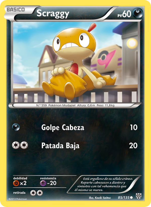 Scraggy 85 — Tormenta Plasma (Spanish Pokémon TCG card)