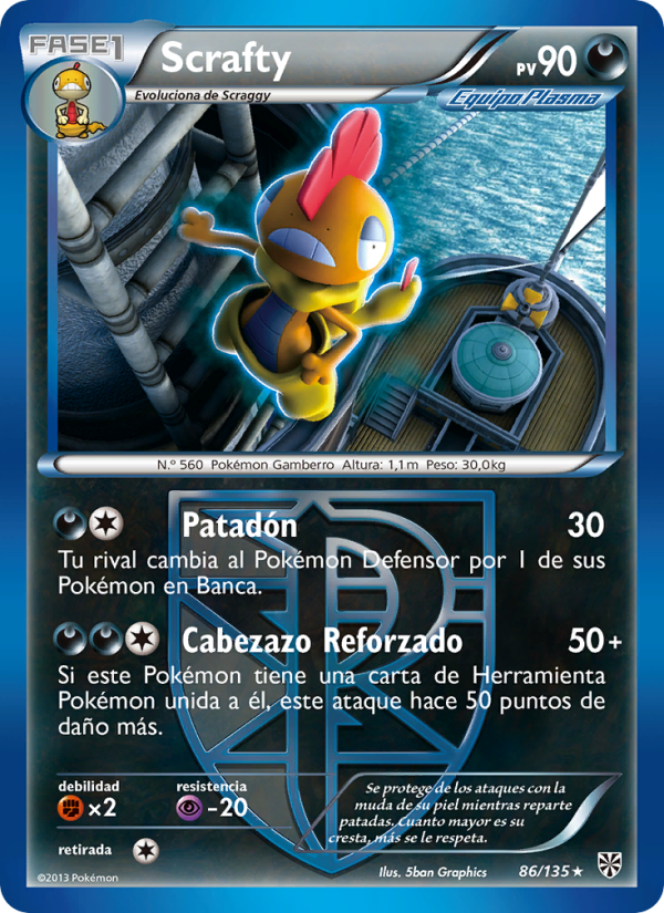 Scrafty 86 — Tormenta Plasma (Spanish Pokémon TCG card)
