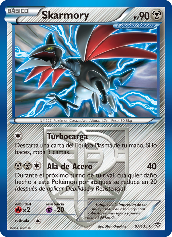 Skarmory 87 — Tormenta Plasma (Spanish Pokémon TCG card)