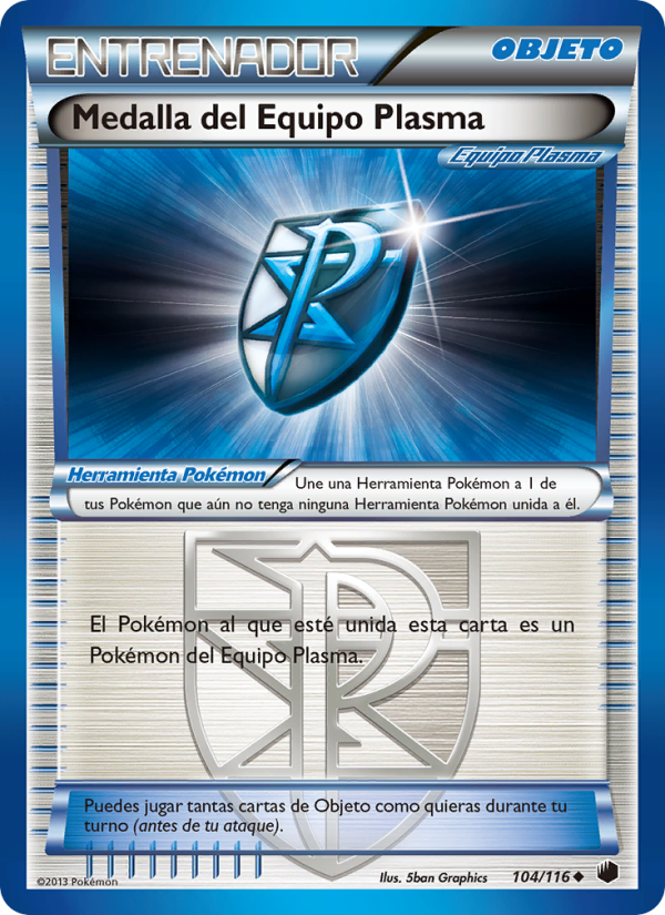 Medalla del Equipo Plasma 104 — Glaciación Plasma (Spanish Pokémon TCG card)