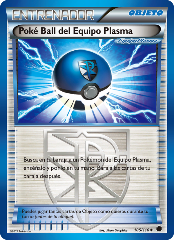 Poké Ball del Equipo Plasma 105 — Glaciación Plasma (Spanish Pokémon TCG card)