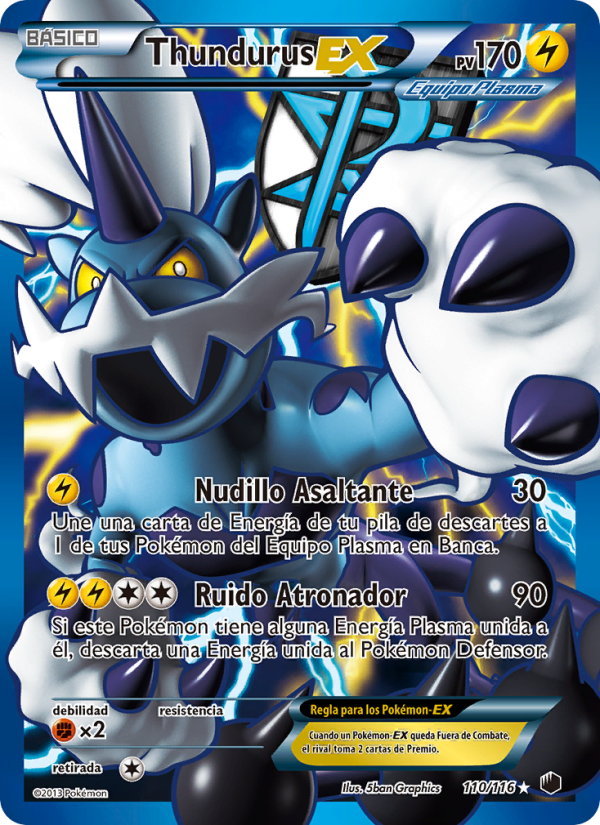 Thundurus-EX 110 — Glaciación Plasma (Spanish Pokémon TCG card)