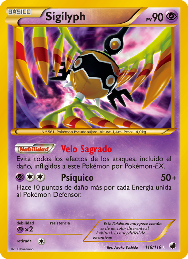 Sigilyph 118 — Glaciación Plasma (Spanish Pokémon TCG card)