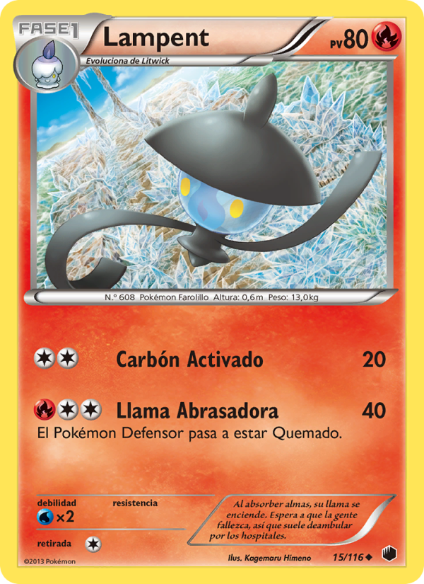 Lampent 15 — Glaciación Plasma (Spanish Pokémon TCG card)