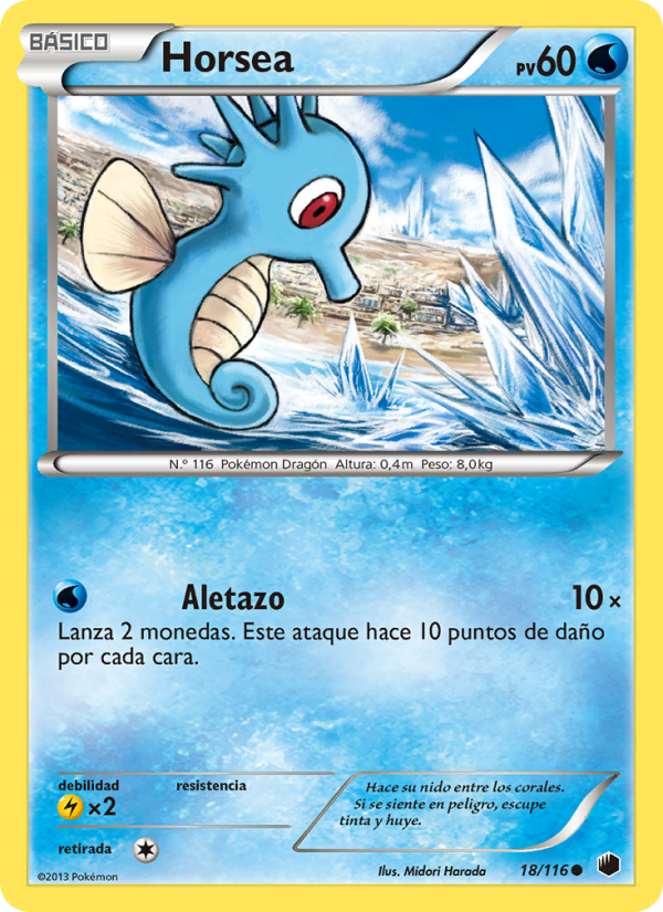 Horsea 18 — Glaciación Plasma (Spanish Pokémon TCG card)