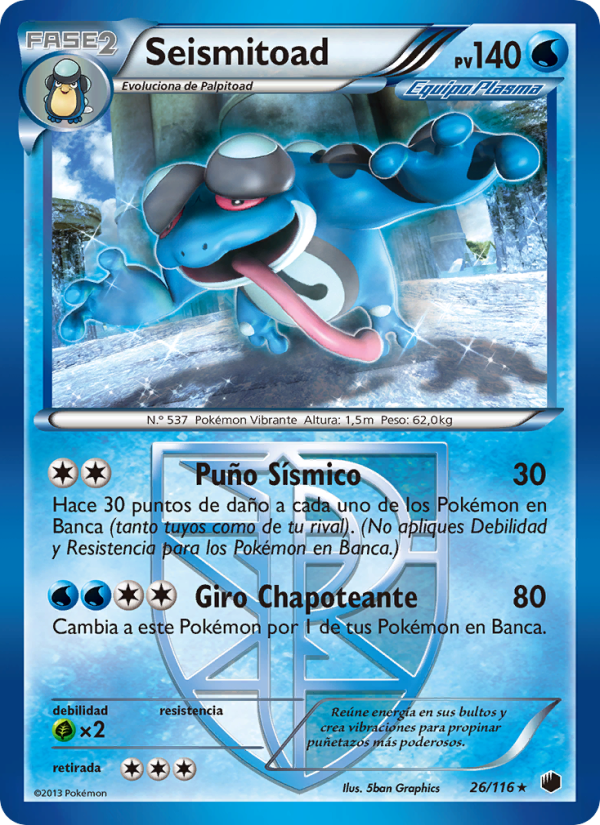 Seismitoad 26 — Glaciación Plasma (Spanish Pokémon TCG card)