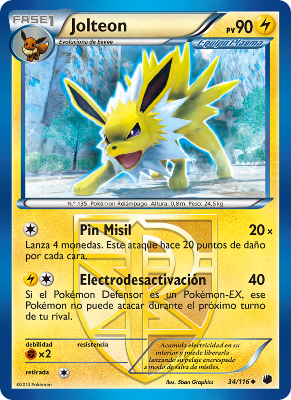 Jolteon 34 — Glaciación Plasma (Spanish Pokémon TCG card)
