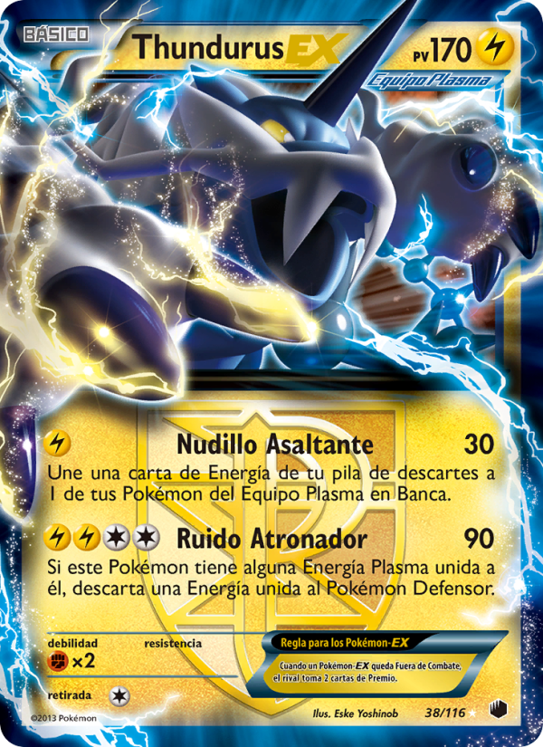 Thundurus-EX 38 — Glaciación Plasma (Spanish Pokémon TCG card)