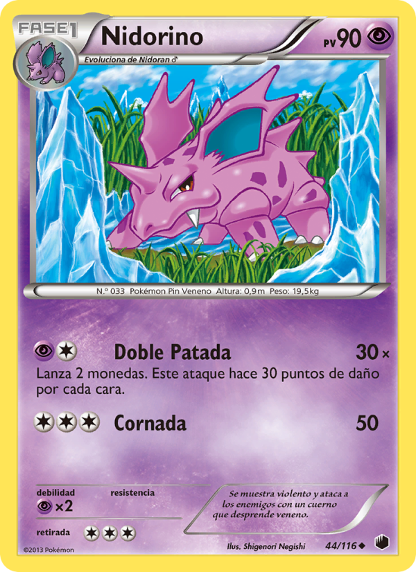 Nidorino 44 — Glaciación Plasma (Spanish Pokémon TCG card)