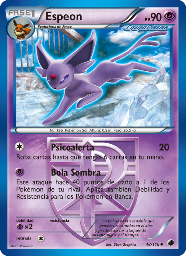 Espeon 48 — Glaciación Plasma (Spanish Pokémon TCG card)