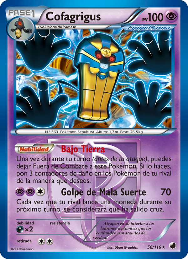 Cofagrigus 56 — Glaciación Plasma (Spanish Pokémon TCG card)