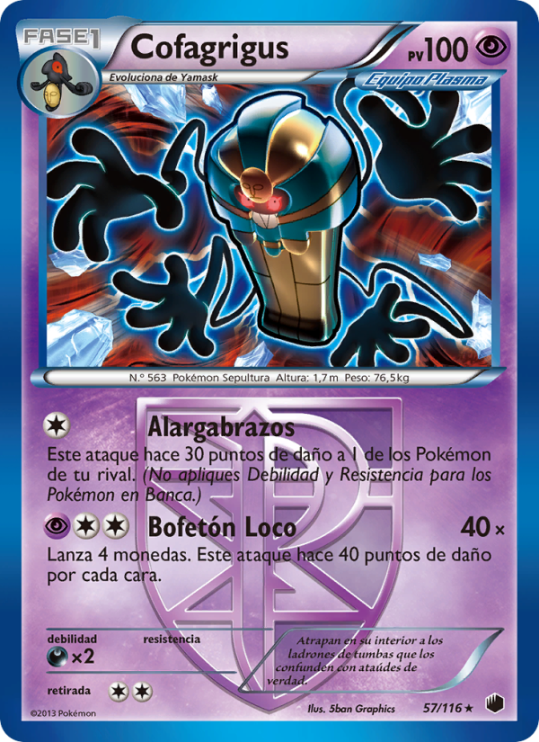 Cofagrigus 57 — Glaciación Plasma (Spanish Pokémon TCG card)