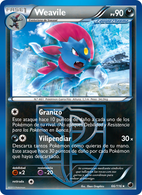 Weavile 66 — Glaciación Plasma (Spanish Pokémon TCG card)