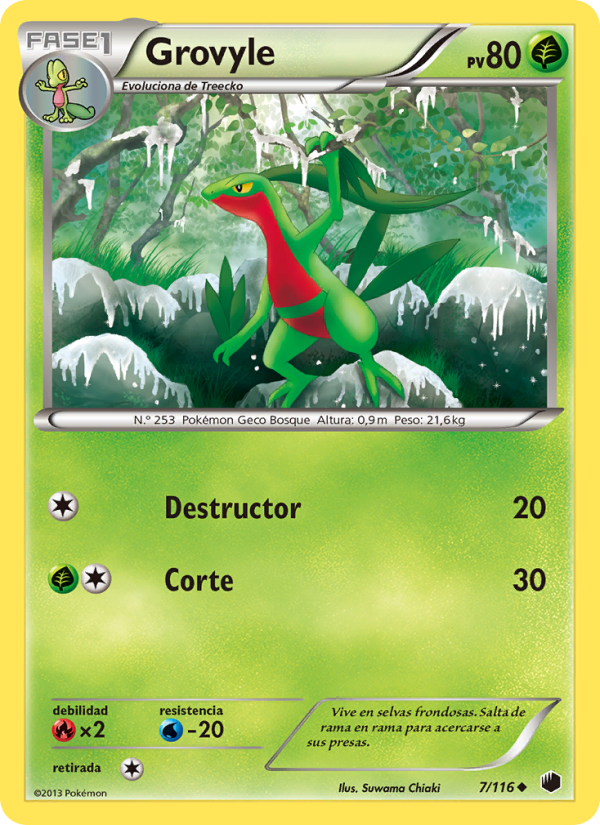 Grovyle 7 — Glaciación Plasma (Spanish Pokémon TCG card)