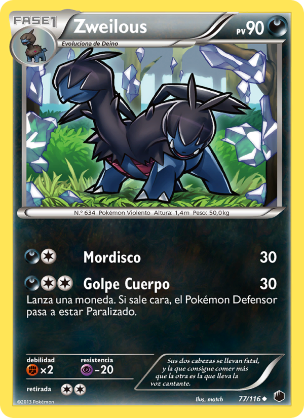 Zweilous 77 — Glaciación Plasma (Spanish Pokémon TCG card)