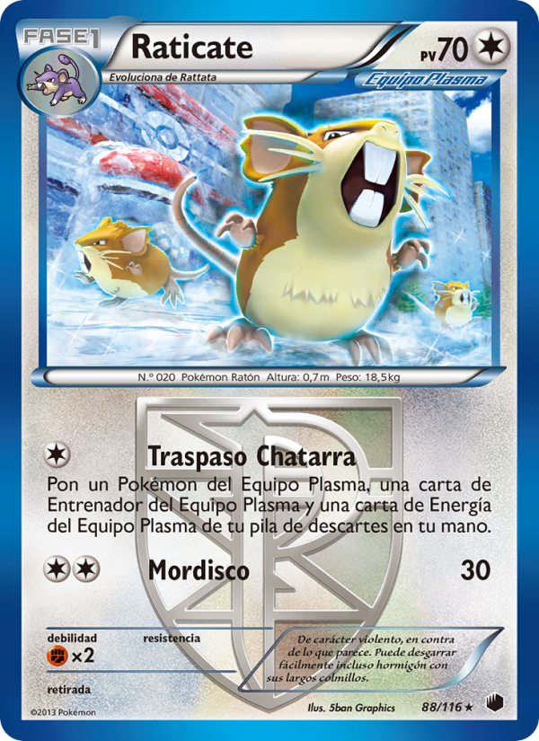 Raticate 88 — Glaciación Plasma (Spanish Pokémon TCG card)