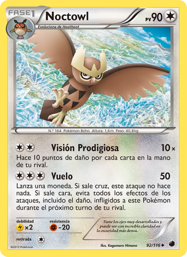 Noctowl 92 — Glaciación Plasma (Spanish Pokémon TCG card)