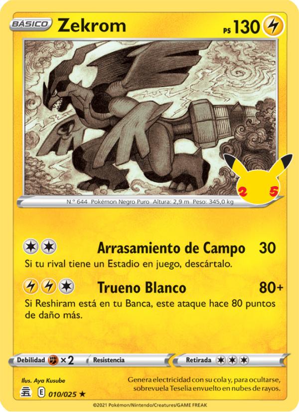 Zekrom 10 — Celebraciones (Spanish Pokémon TCG card)