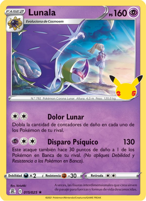 Lunala 15 — Celebraciones (Spanish Pokémon TCG card)