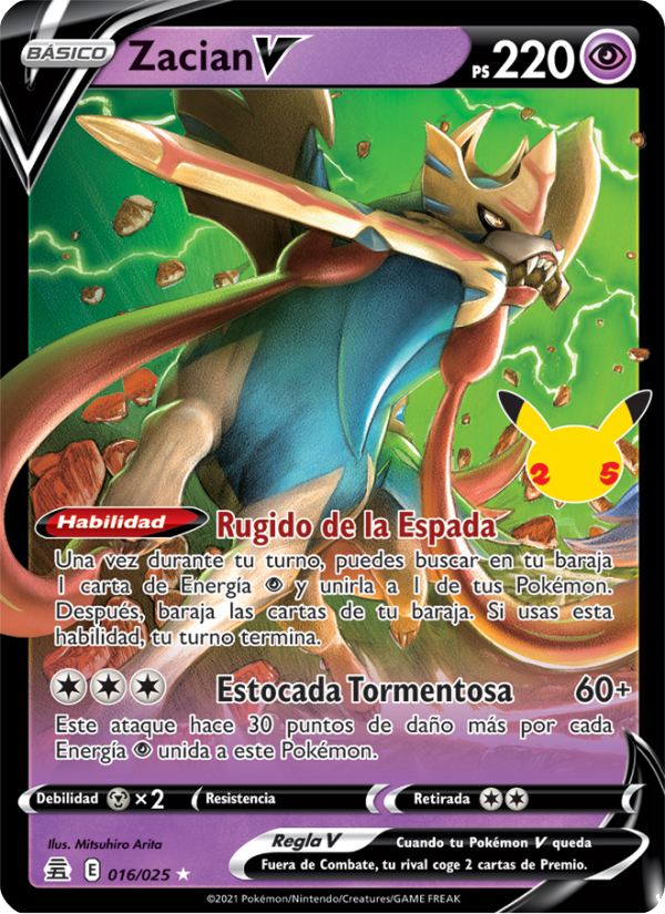 Zacian V 16 — Celebraciones (Spanish Pokémon TCG card)